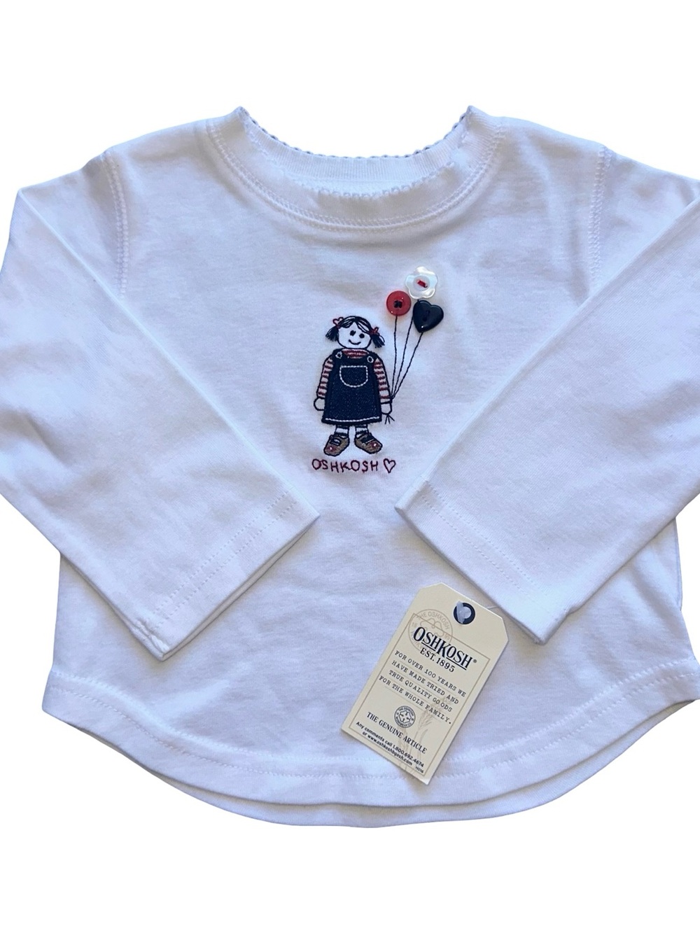OshKosh B'gosh NWT Embroidered Raggedy Ann Long Sleeve Top Size 12 Months